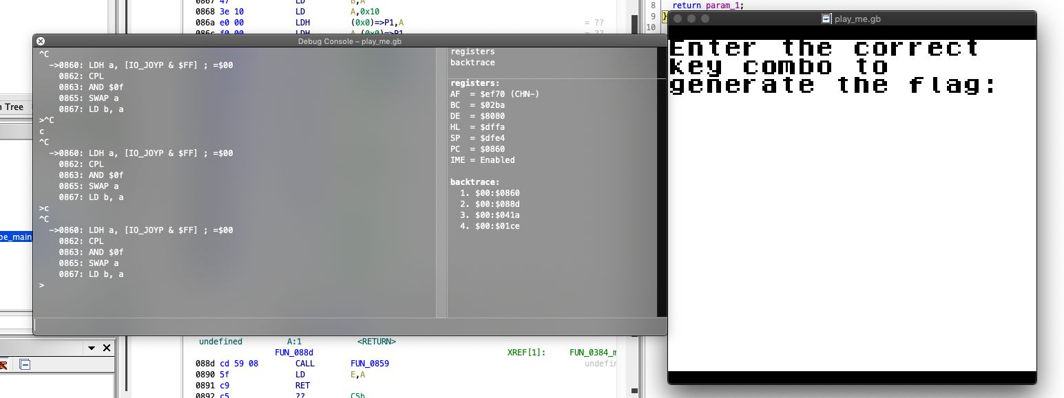 SameBoy debugger — paused at 0x0860